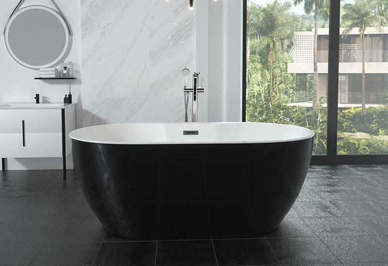 59 67-Zoll-Badewanne aus schwarzem Acryl