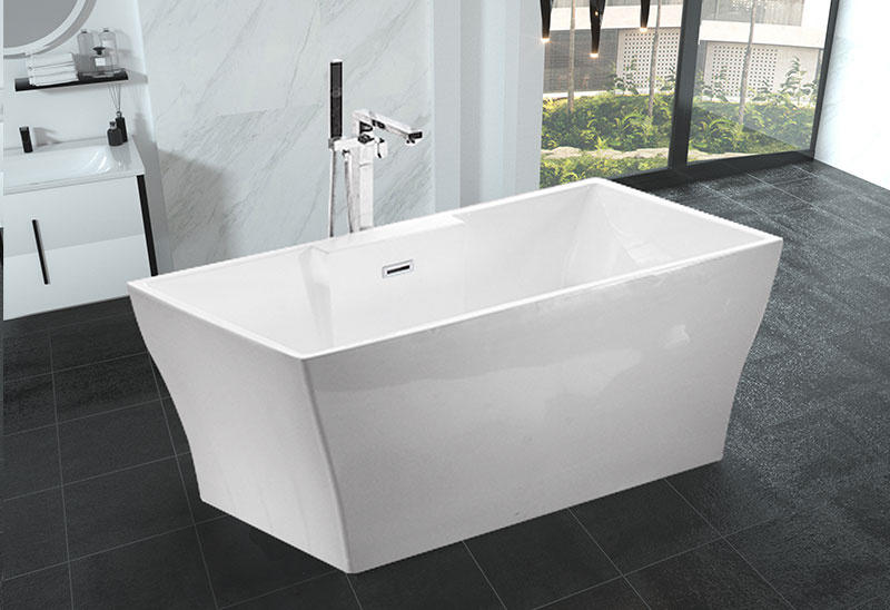59 67 Zoll Quadratische freistehende Badewanne aus weißem Acryl