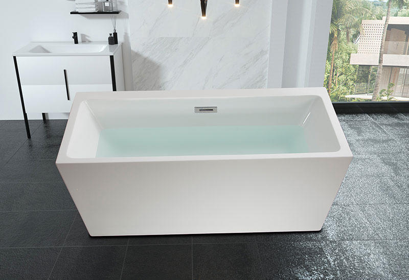 60 67 Zoll quadratische freistehende Badewanne aus Acryl