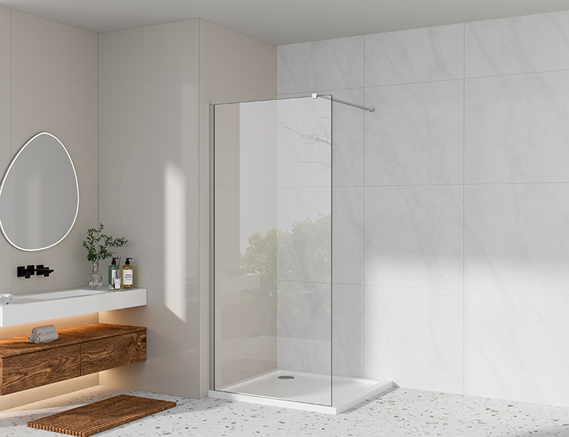 A20P-A 6/8 mm verchromte/schwarz/goldene Duschwand